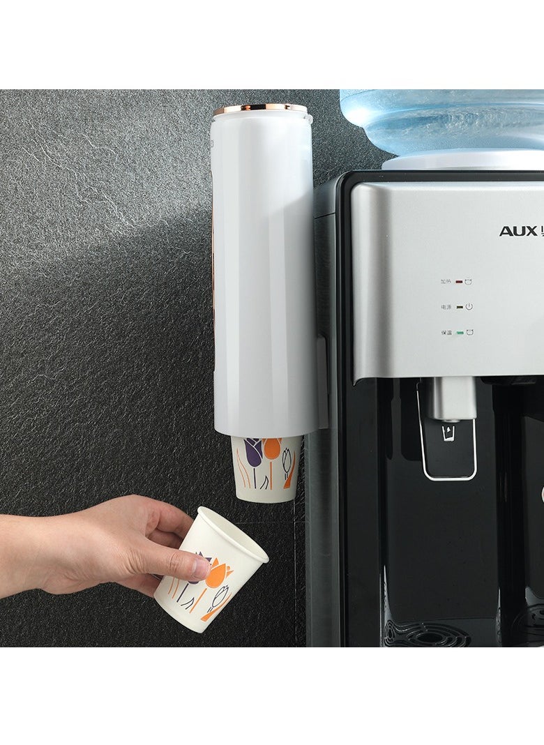 Elegant Wall-Mounted Coffee Cup and Straw Dispensers with Rose Gold Trim on Dark Stone Surface – Ideal for Modern Office or Cafe Spaces