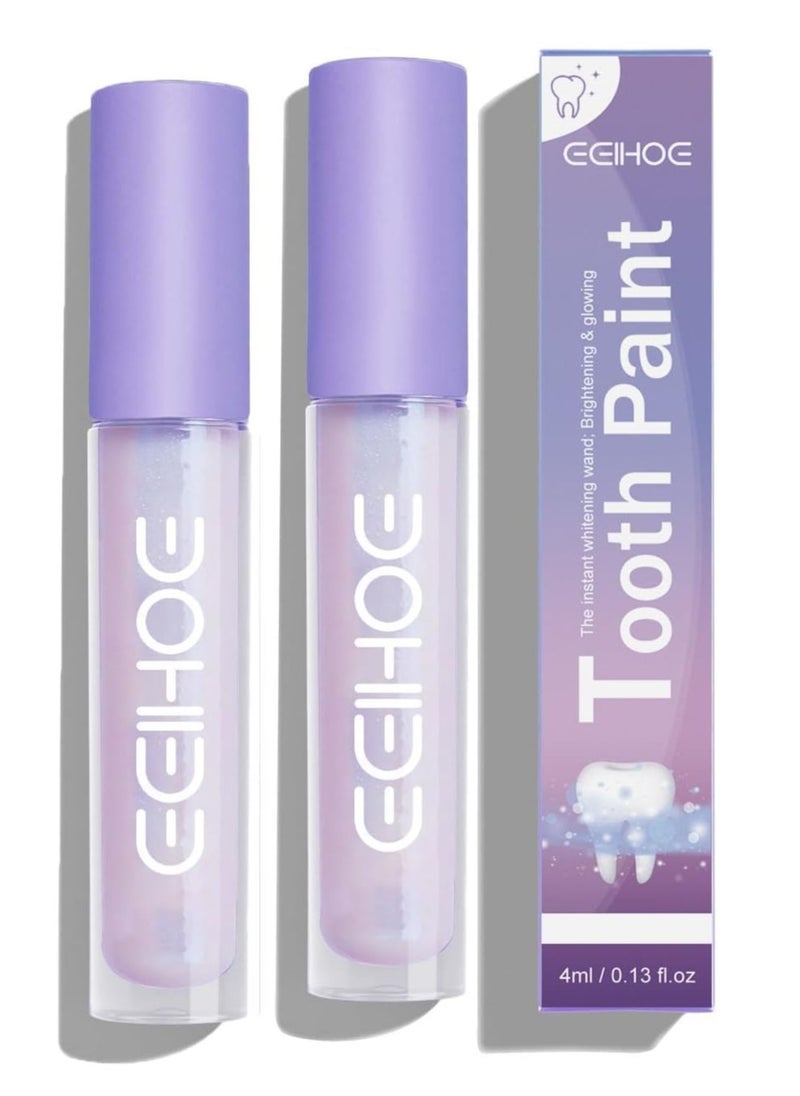 Tooth Gloss, 2 Pcs Purple Teeth Whitening, Tooth Stain Removal, for Tooth Stain Removal, Instant Gloss Results, Fast Removes Years of Stains