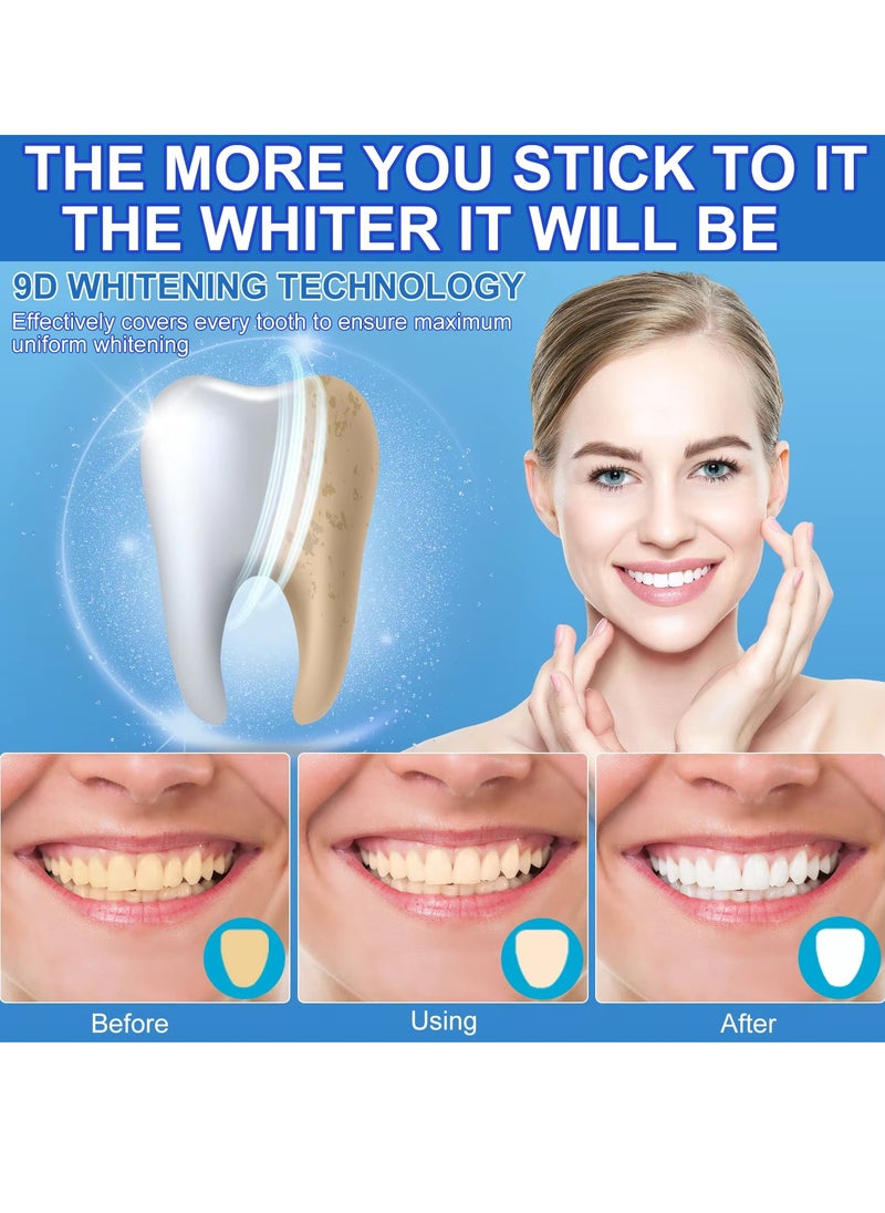 28pcs 9D Teeth Whitening Strips Upgraded Teeth Whitener Strips Enamel Safe Sensitive Teeth Whitening Individual Strips Gel Teeth Cleaning Strips for Fast Remove Yellowing Tooth Strips