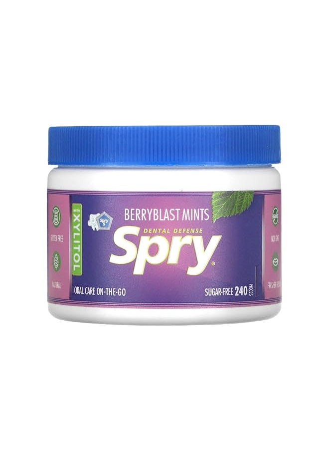 Spry Xylitol Berry Blast Mints Sugar Free Candy - Breath Mints That Promote Oral Health, Dry Mouth Mints That Increase Saliva Production, Stop Bad Breath, 240 Count (Pack of 1)