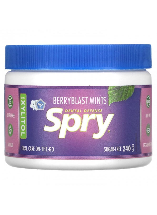 Spry Xylitol Berry Blast Mints Sugar Free Candy - Breath Mints That Promote Oral Health, Dry Mouth Mints That Increase Saliva Production, Stop Bad Breath, 240 Count (Pack of 1)