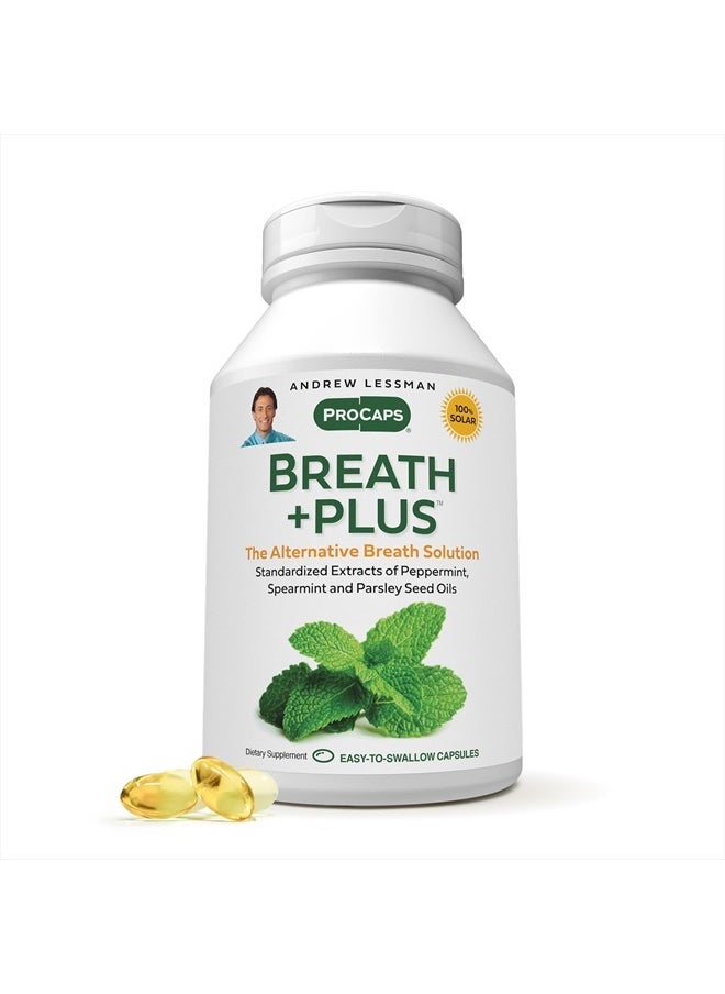 Andrew Lessman Breath Plus 60 Softgels – Natural Breath Freshener, Helps Eliminate Odors from Food, Smoking, Morning Breath from The Inside Out, with Peppermint & Spearmint. Easy to Swallow Softgels