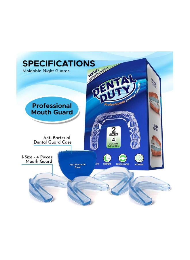 4-Piece Professional Mouth Guard Set Clear/Blue