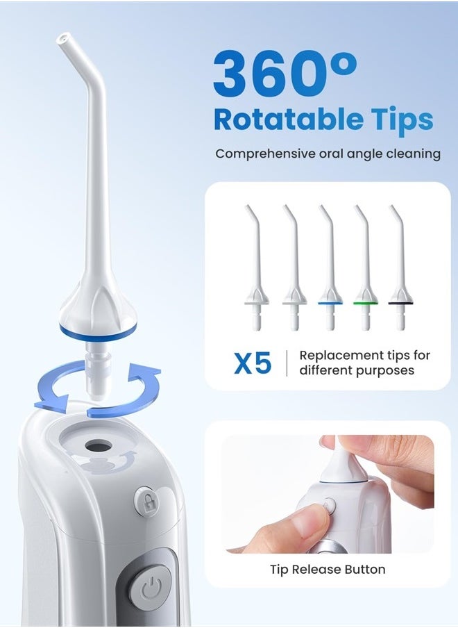 Water Dental Flosser Teeth Cleaning, Cordless Oral Irrigator 300ML Portable Rechargeable Electric Waterflosser with 4 Modes 5 Jet Tips, IPX7 Waterproof, USB, Teeth Cleaner Pick for Home Travel