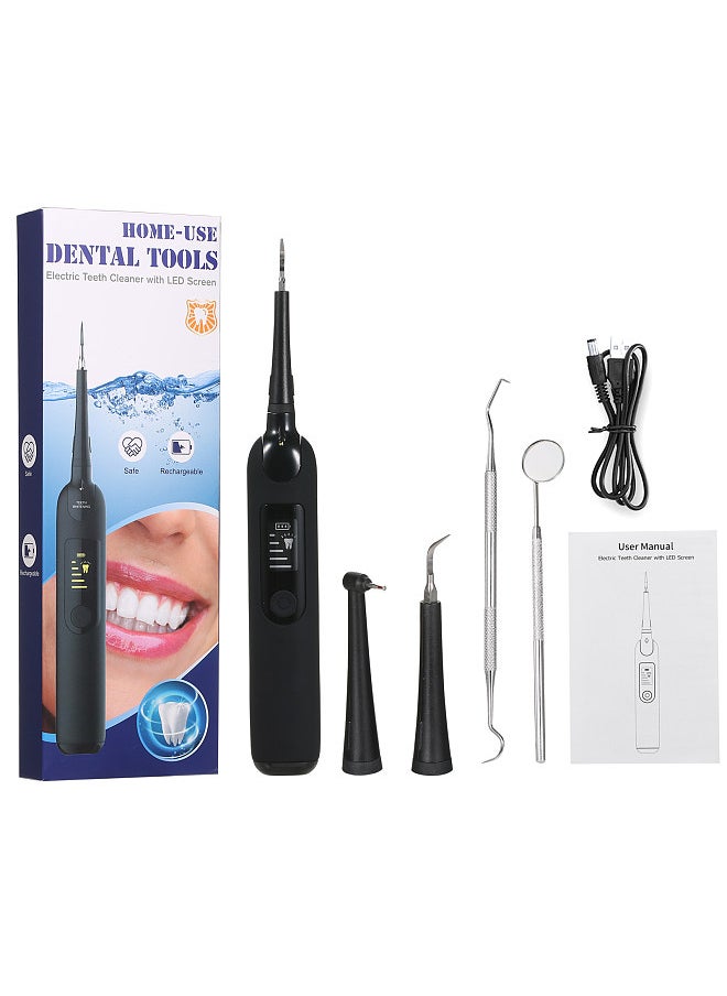 Electric Dental Calculus Remover Tooth Cleaner Tartar Remover with LED Light Teeth Cleaning Kit with Probe Oral Mirror USB Rechargeable IPX6 Waterproof