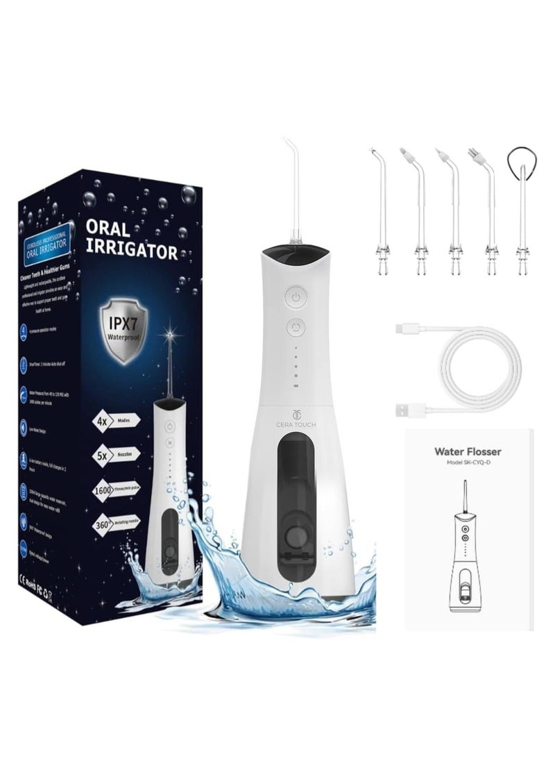 Water Flosser, Portable Rechargeable Water Flosser for Teeth, Ultrasonic Microbubble Cordless Oral Irrigator, IPX 7 Waterpfoof, 5 Nozzle Tips With 4 Different Water Modes, 300ML Water Flosser.