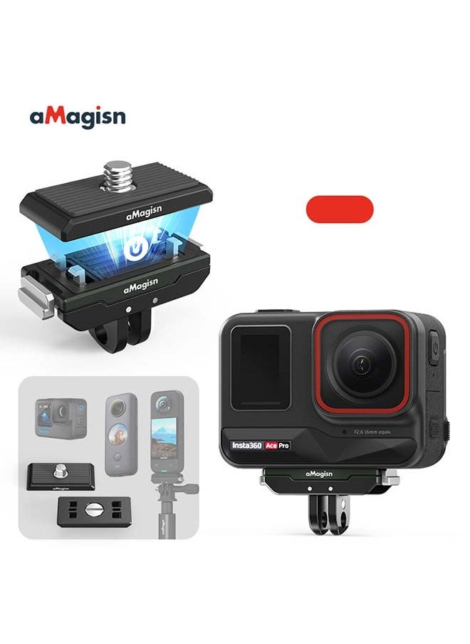 Premium Metal Magnetic Quick Release Accessory For Insta360 Ace Pro - Essential For Insta360 Ace Metal Magnetic Quick Disassembly Action Cameras (Acepro Metal Quick Release + Upper Cover)