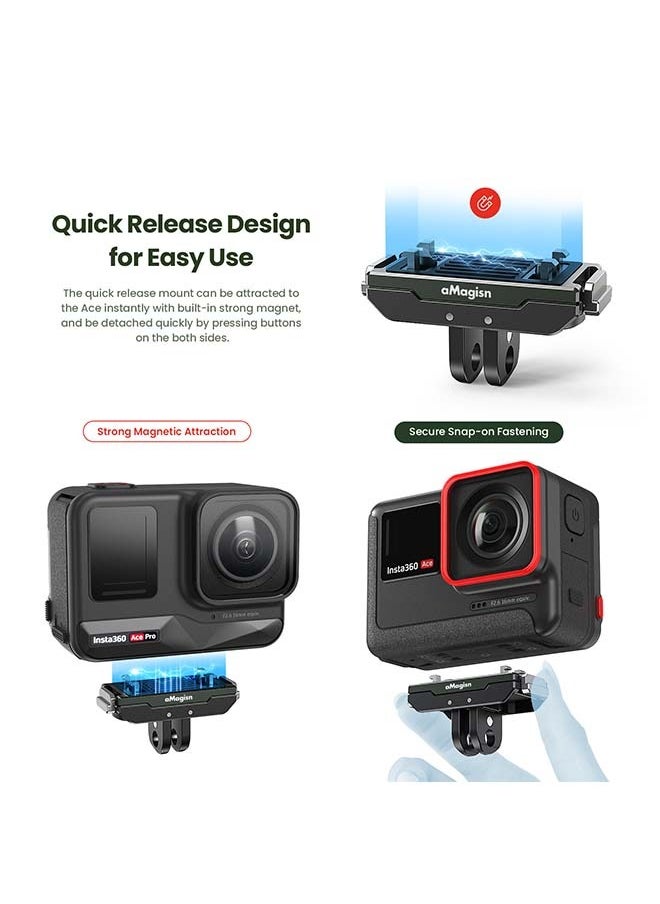 Premium Metal Magnetic Quick Release Accessory For Insta360 Ace Pro - Essential For Insta360 Ace Metal Magnetic Quick Disassembly Action Cameras (Acepro Metal Quick Release + Upper Cover)