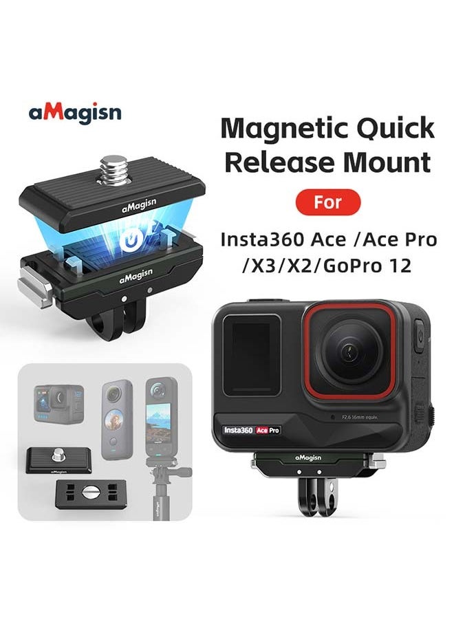 Premium Metal Magnetic Quick Release Accessory For Insta360 Ace Pro - Essential For Insta360 Ace Metal Magnetic Quick Disassembly Action Cameras (Acepro Metal Quick Release + Upper Cover)
