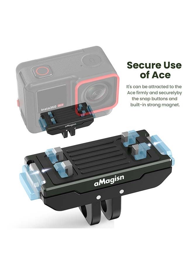 Premium Metal Magnetic Quick Release Accessory For Insta360 Ace Pro - Essential For Insta360 Ace Metal Magnetic Quick Disassembly Action Cameras (Acepro Metal Quick Release + Upper Cover)