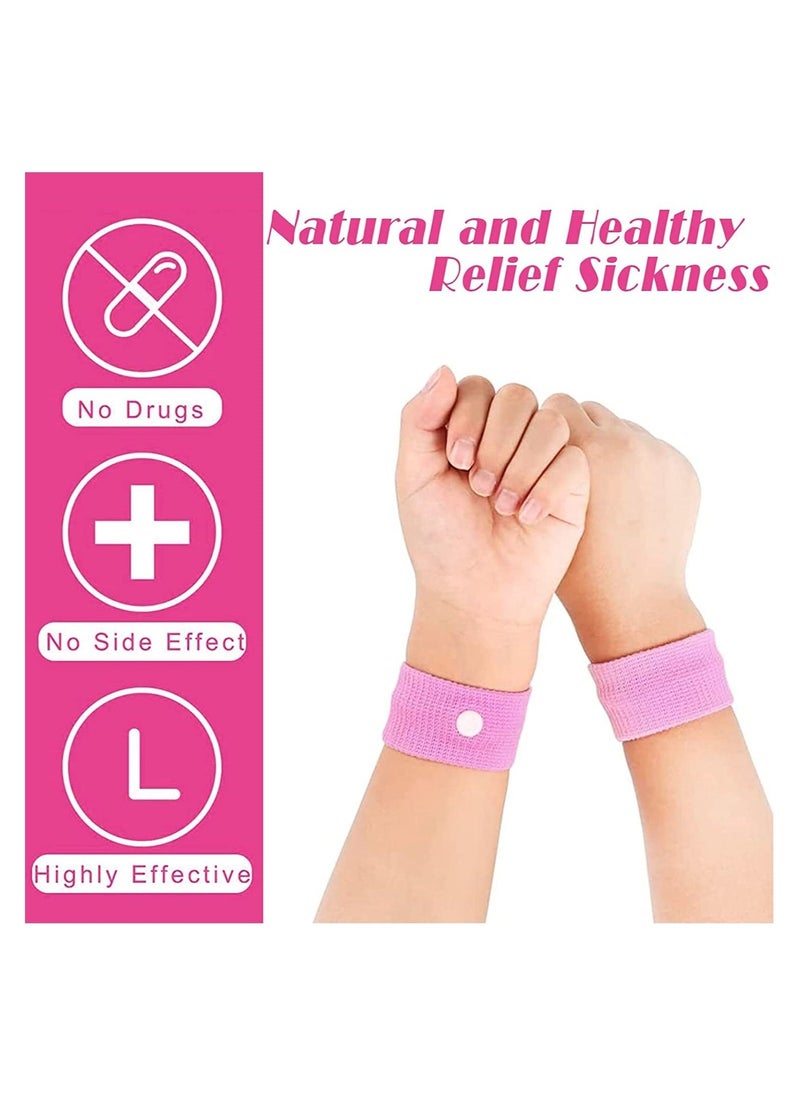 Motion Sickness Relief Wristbands Travel Acupressure Nausea Band Anti Car Sea Morning Bands for 2 Pairs