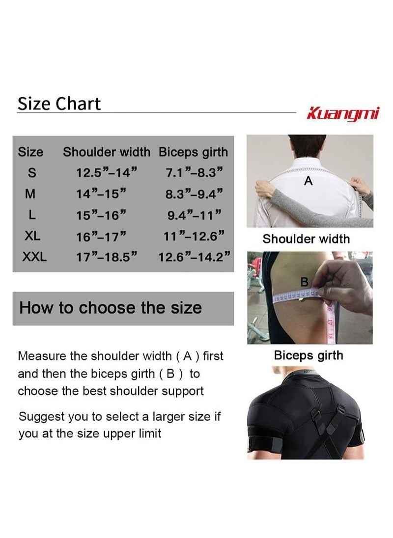 Double Shoulder Support Brace Strap Wrap Neoprene Protector Recovery Shoulder Brace for Men and Women Shoulder Stability Support Brace Adjustable Fit Sleeve Wrap L