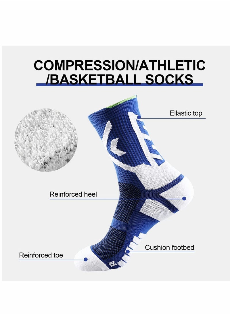 Basketball Socks, Men's Outdoor Athletic Crew Socks, Athletic Crew Socks for Men Women, Protective Elite Socks, Sports Socks (5 Pairs)