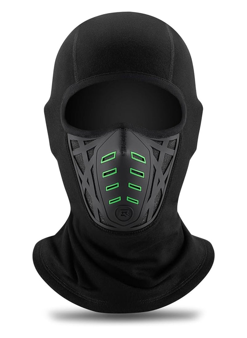 Balaclava Ski Mask Thermal Windproof Balaclava Mask, 3D Design Breathable, Cold Weather for Skiing, Snowboarding, Motorcycle, Cycling, Black Green