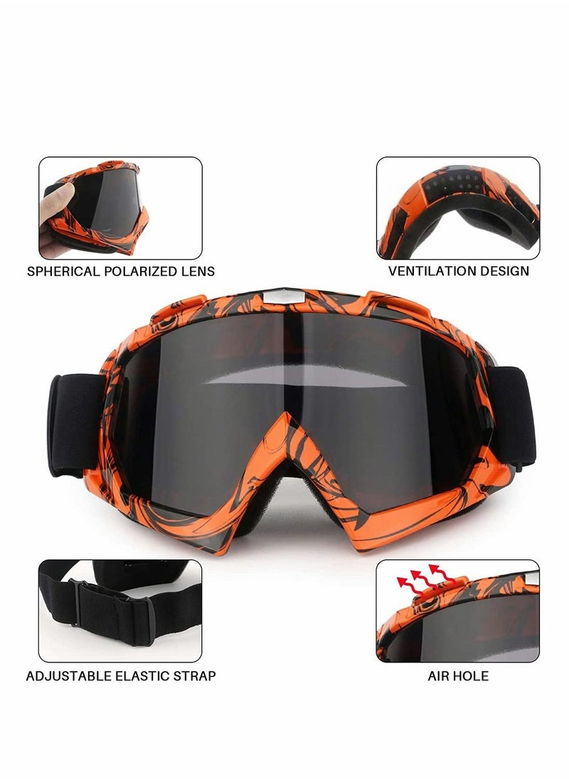 Motorcycle Goggles, ATV Dirt Bike Anti Scratch Motocross Protect Bendable Eyewear Off Road Dust proof Anti Fog Riding Goggles with Adjustable Strap for Adult Youth (Transparent Lens Type)