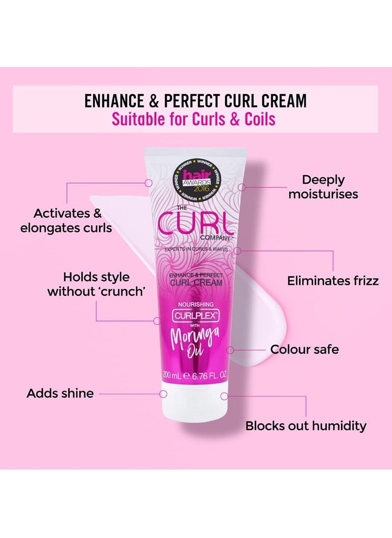 Company Enhance and Perfect Curl Cream 200ml Professionally Formulated with Nourishing Curplex with Moringa Oil Experts in Curls and Waves