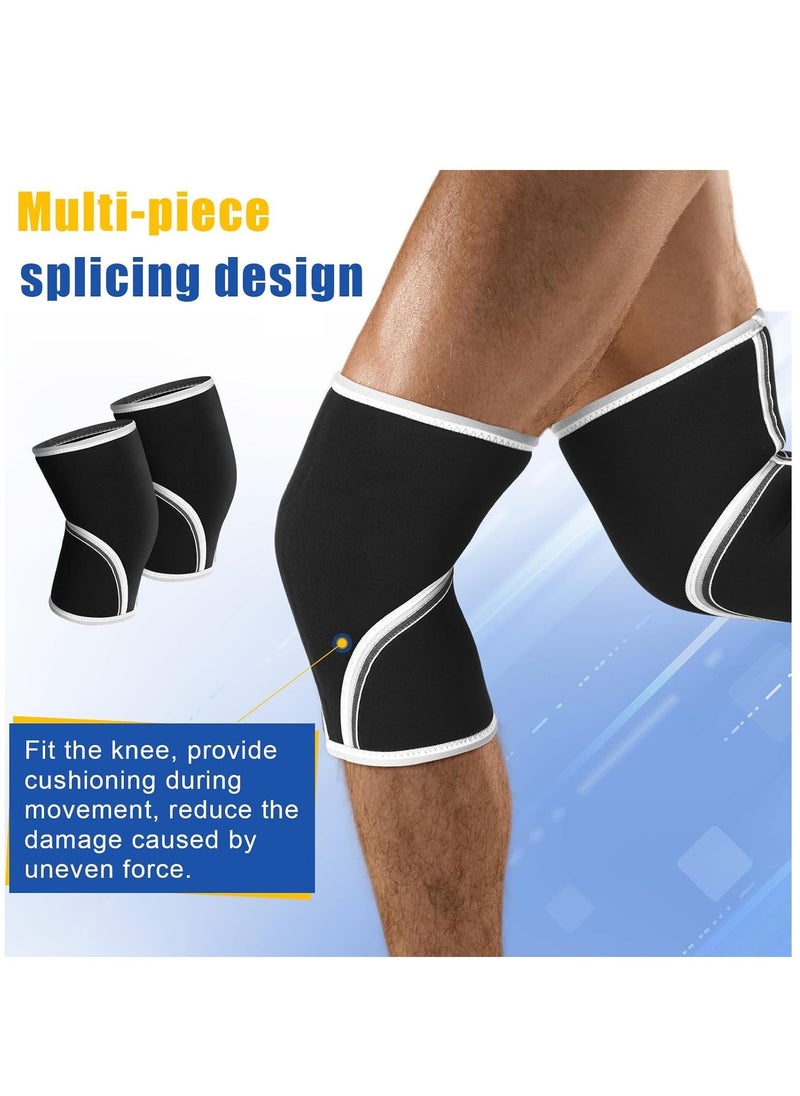 4 Pack Knee Compression Sleeve Neoprene Knee Brace Sleeve 2 Pairs 7mm Thicken Gym Knee Sleeves Non Slip Compression Knee Support for Women Men Weightlifting Sports Basketball Exercise Running