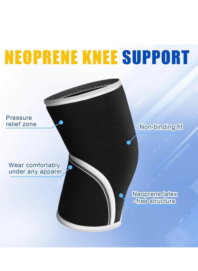 4 Pack Knee Compression Sleeve Neoprene Knee Brace Sleeve 2 Pairs 7mm Thicken Gym Knee Sleeves Non Slip Compression Knee Support for Women Men Weightlifting Sports Basketball Exercise Running