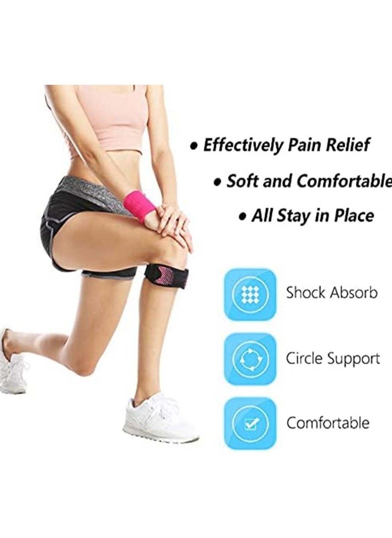 2Pcs Patella Tendon Knee Strap Knee Pain Relief Support Brace Patella Band Wide Adjustable Knee Stabilizer Band for Knee Pain Support for Running Hiking Basketball Jumpers Knee Runner