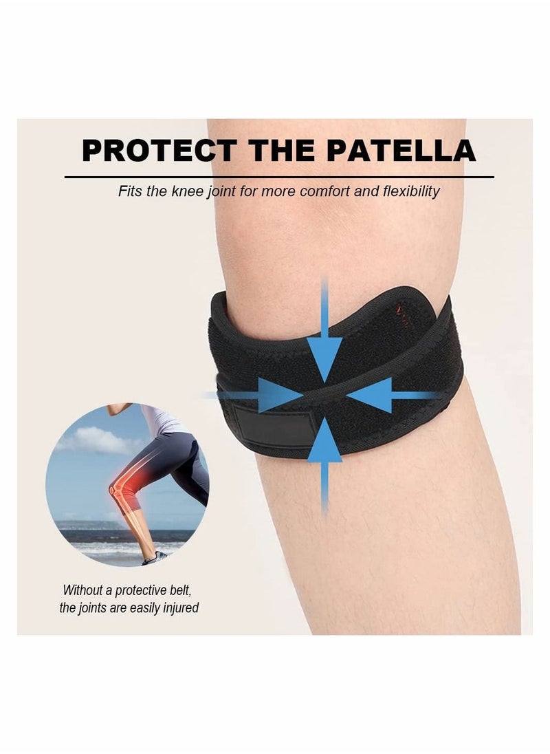 4 Pcs Patella Tendon Knee Strap Knee Pain Relief Support Brace Patella Band Patella Knee Strap for Hiking Soccer Basketball Running Jumpers Knee Tennis Tendonitis Volleyball Squats