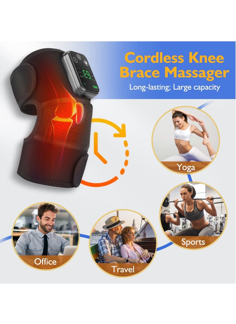 3-in-1 Cordless Knee and Shoulder Massager with Heat and Vibration, Portable Heating Pad for Pain Relief in Knees, Shoulders, and Elbows, Deep Tissue Therapy for Ultimate Comfort