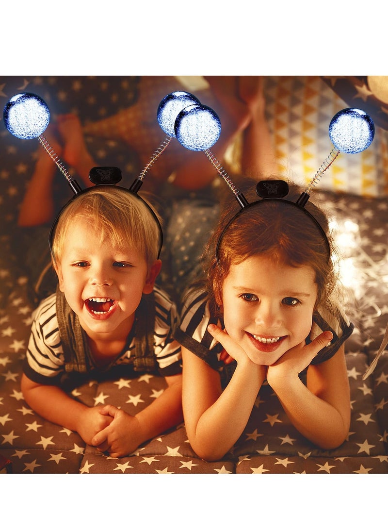 2 Pcs Martian Antenna Headband, Light up Alien Headband Glitter Alien Martian Antenna Alien Accessories for Party Cosplay