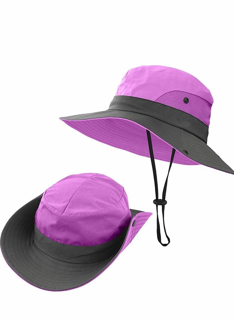 Women's Outdoor Ponytail Wide Brim Sun Hat, Foldable, Wide Mesh, UV Protection Beach Hat, Suitable For Beach Fishing And Hiking (3 PCS)