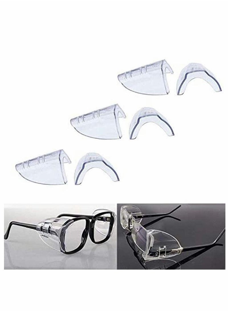 3 Pairs Safety Glasses Side Shields,Slip on Clear Side Shields,Fits Small to Medium Eyeglasses Frames Glasses Side Shields Eyeglasses Protect Side Shields