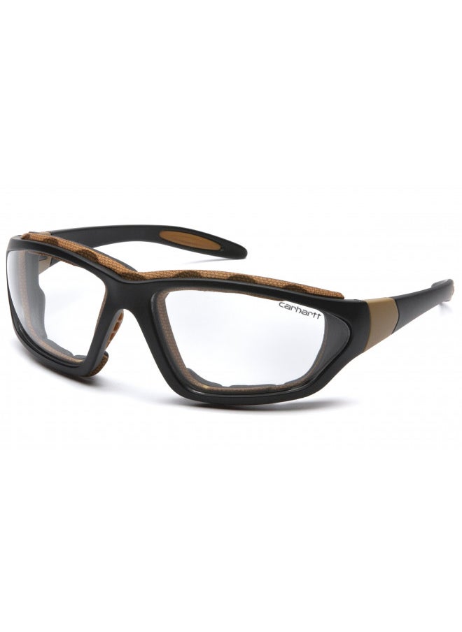 Pyramex Safety Products CHB410DTP Carhartt Carthage Safety Glasses, Clear Anti-Fog Lens with Black/Tan Frame, Clear