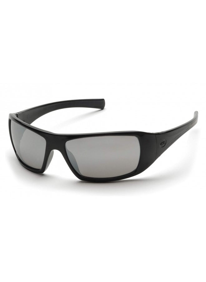 Pyramex Goliath Safety Eyewear, Black Frame, Silver Mirror Lens