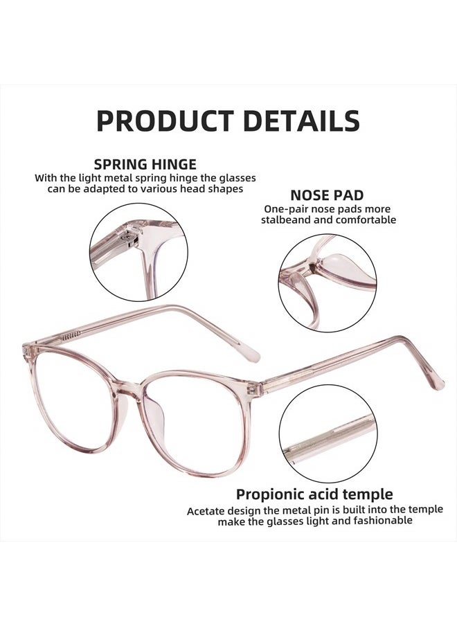 Blue Light Blocking Glasses Fashion Round TR90 Frame Transparent Eyewear Anti Eyestrain Computer Glasses for Women Men (Light Brown)