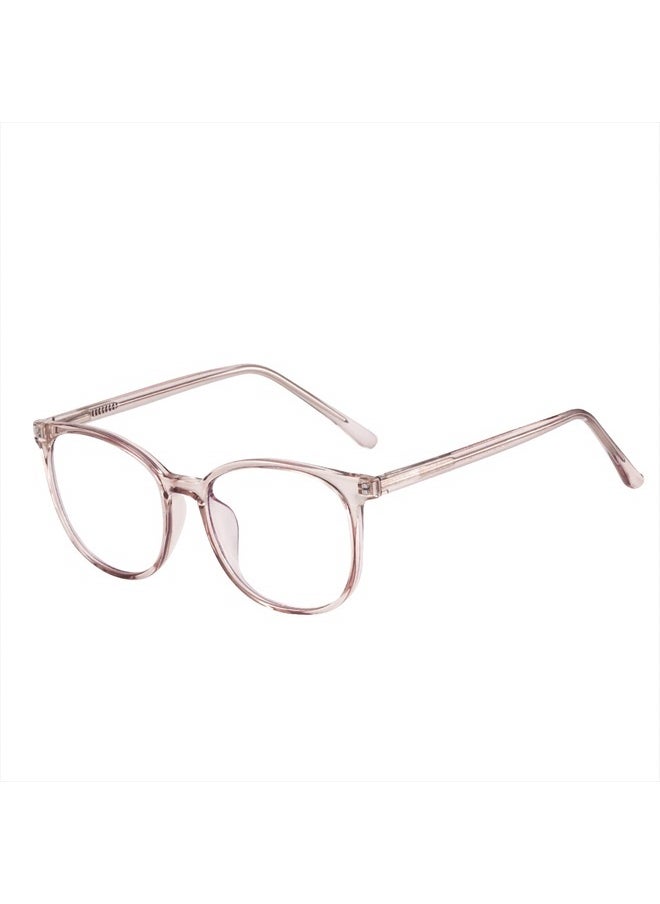 Blue Light Blocking Glasses Fashion Round TR90 Frame Transparent Eyewear Anti Eyestrain Computer Glasses for Women Men (Light Brown)