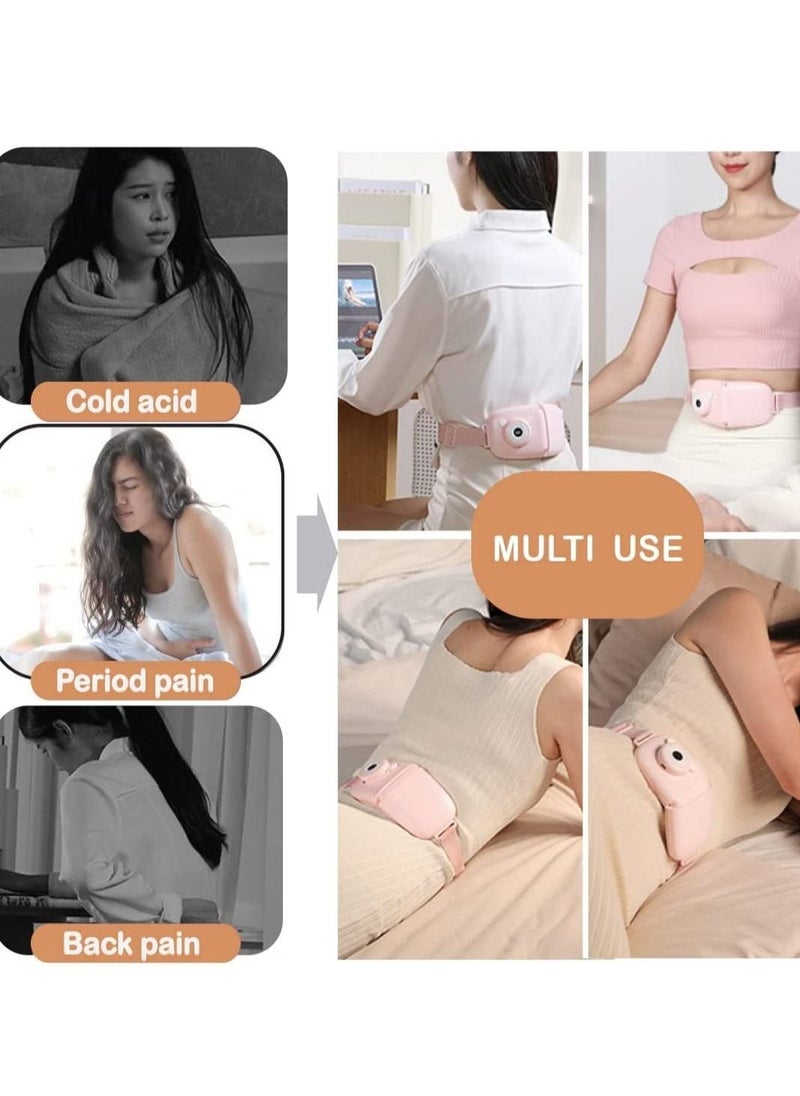 Menstrual Heating Pad for Cramps Portable Wireless Fast 4 Heat Levels and 5 Massage Modes Foldable Massage Belt for Waist Belly Back Pain Relief for Women and Girls