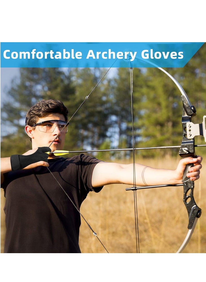 Archery Gloves Shooting Hunting Leather Three Finger Design Protected  Beginner Gloves for Recurve & Compound Bow, Non-Slip Padded Tips for Grip Stability, Archery Accessories for Men, Women & Youth