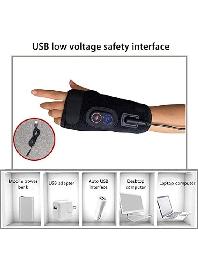 Electric Wrist Heated Brace, Adjustable 3 Gears Massage Heating Pad for Hand Palm Carpal Tunnel Arthritis(Left)