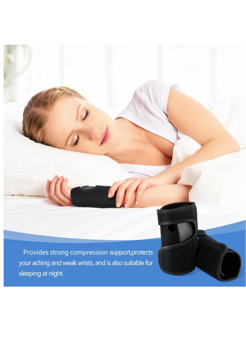 2 Pieces Night Wrist Sleep Support Brace, for Night Wrist Sleep Support Brace Wrist Splint Stabilizer, Help With Carpal Tunnel and Wrist Pain Relief Adjustable, Fitted (Black,Classic Style)