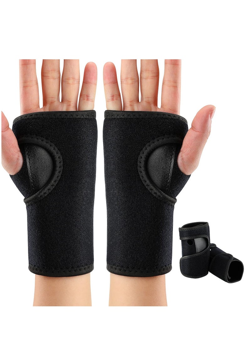 2 Pieces Night Wrist Sleep Support Brace, for Night Wrist Sleep Support Brace Wrist Splint Stabilizer, Help With Carpal Tunnel and Wrist Pain Relief Adjustable, Fitted (Black,Classic Style)