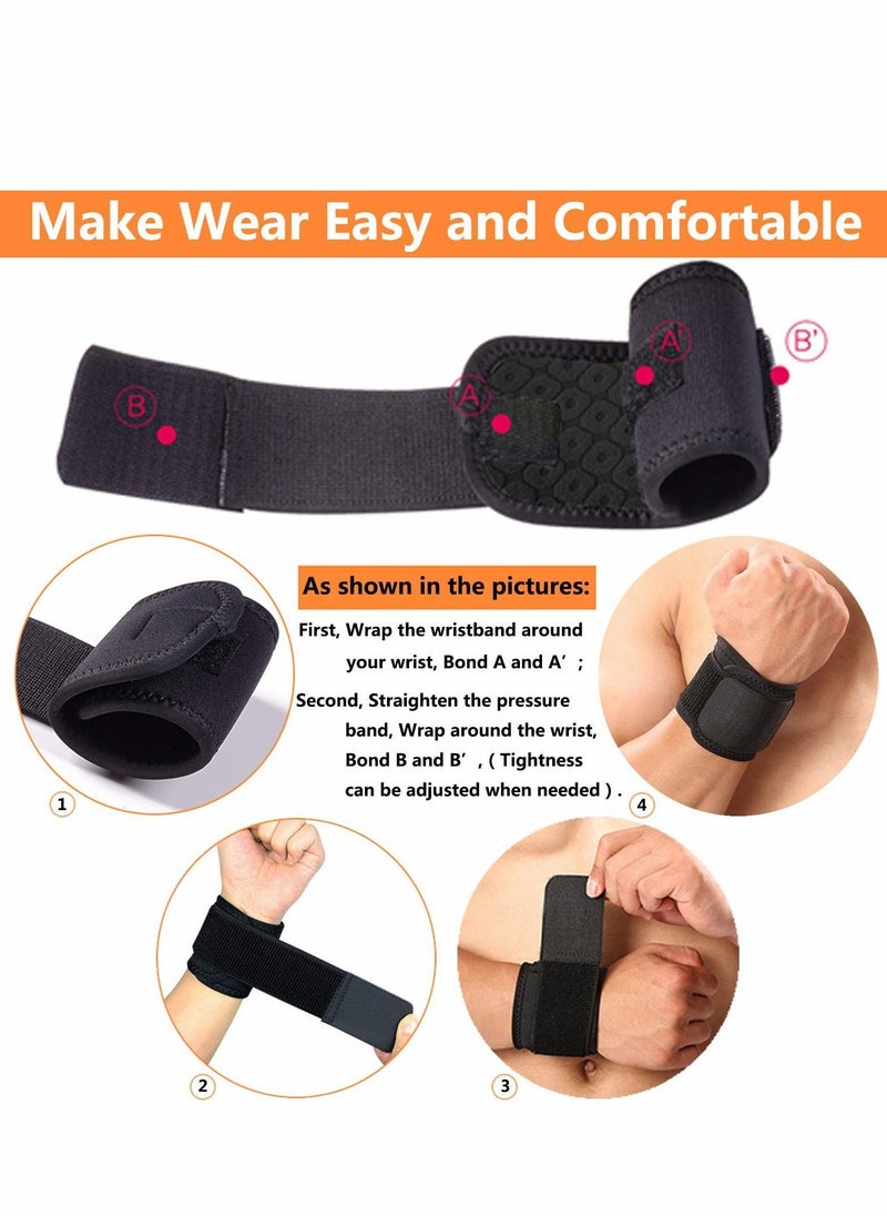 Wrist Brace, Adjustable Sports Multifunctional High Elastic Comfortable Wristband for Men and Women Weightlifting, Volleyball, Exercise, Pain Relief (2Pcs)