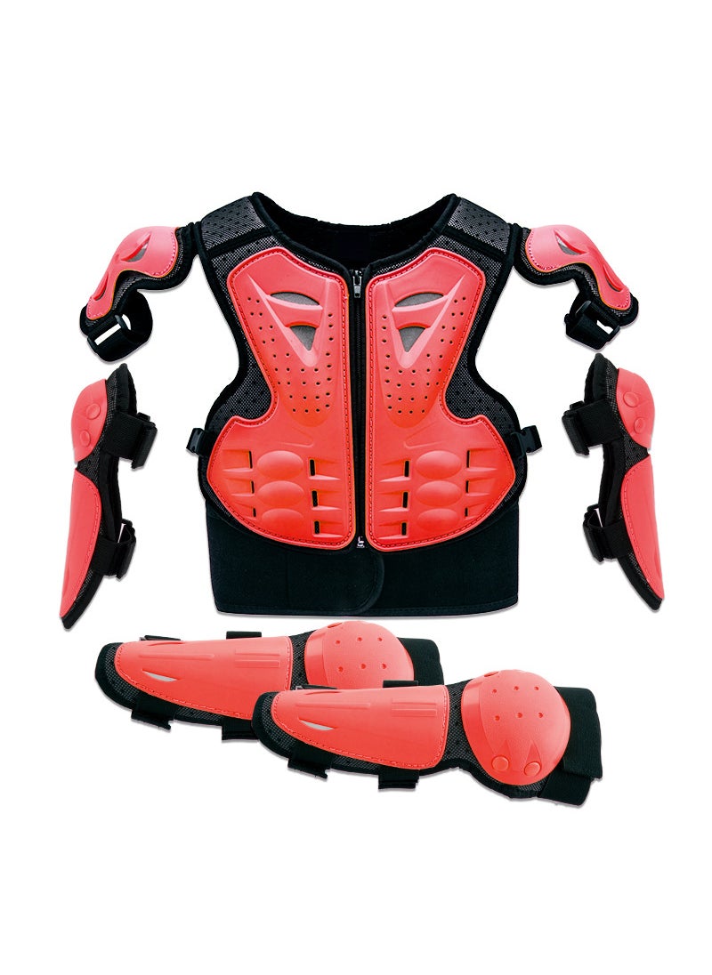 Kids Bike Armor Jacket Vest Set Chinese Red (five-piece)