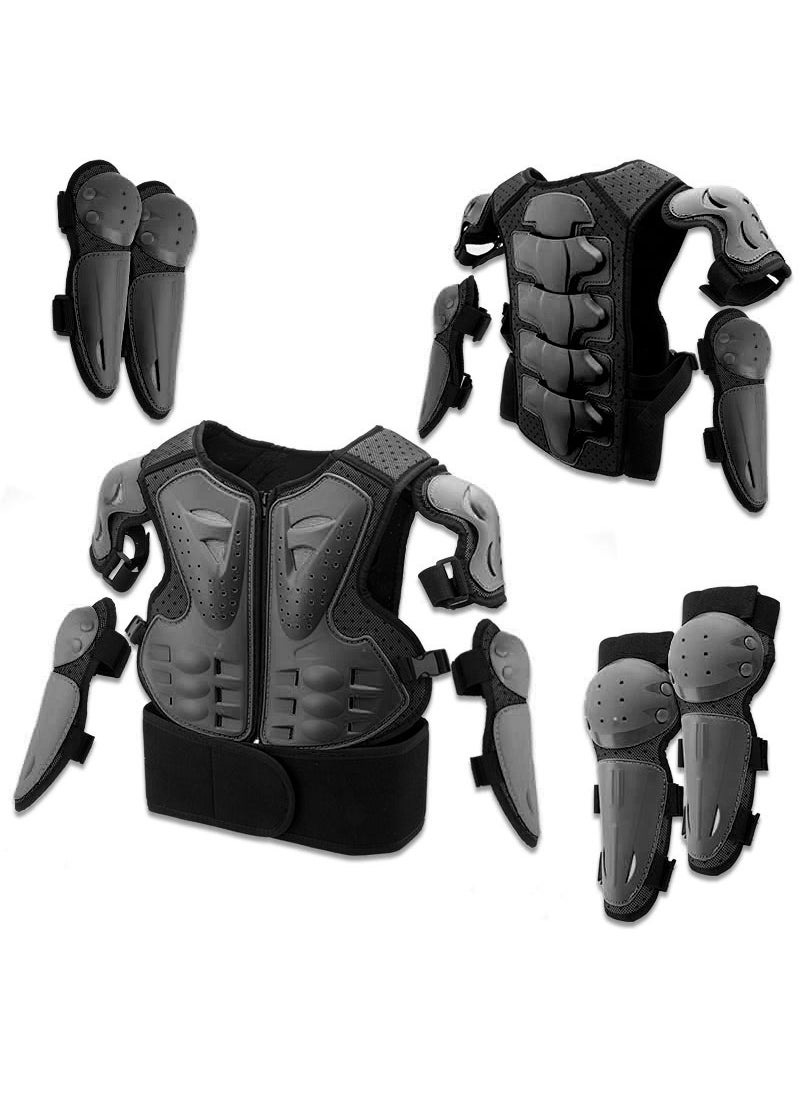 Kids Bike Armor Jacket Vest Set Cool Black (five pieces)