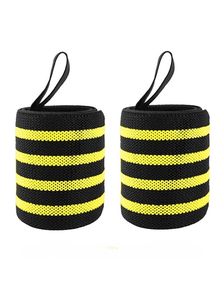 Weight Lifting Wrist Wraps, Comfortable Wrist Support Brace, Elastic And Durable Gym Training Fist Straps, Adjustable Breathable Wrist Band For Workouts Gym, (Black And Yellow Design A)