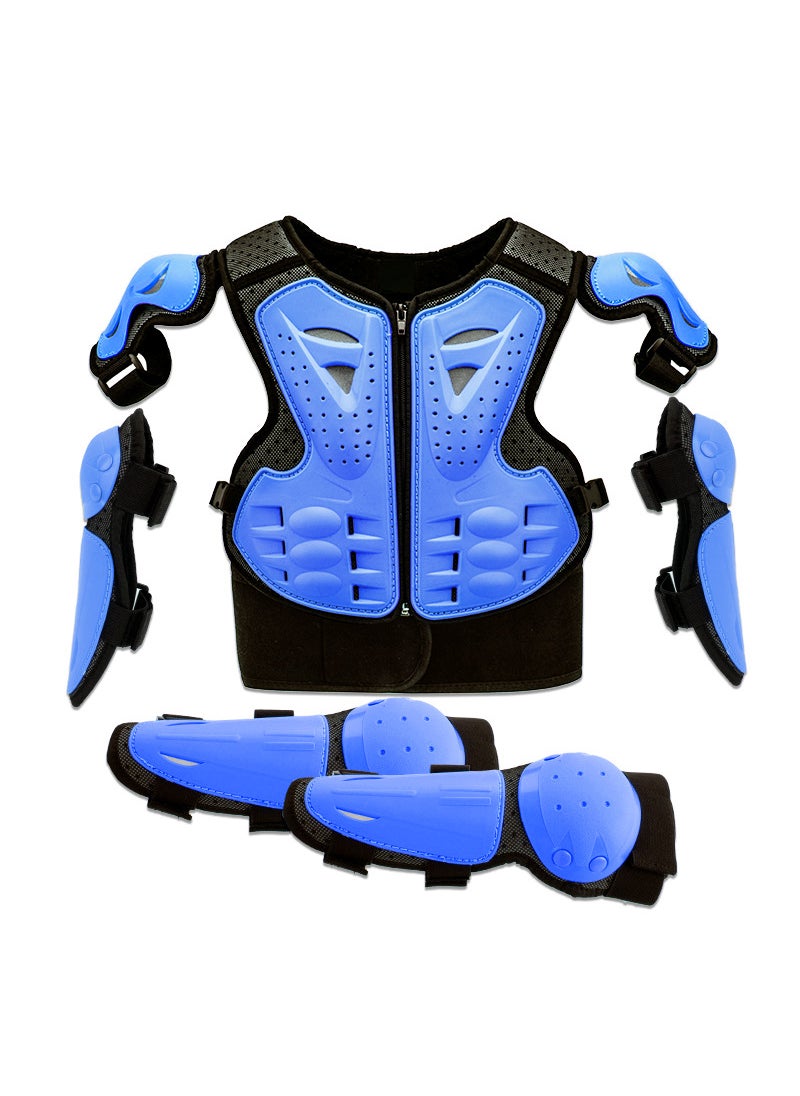 Kids Bike Armor Jacket Vest Set Sapphire Blue (set of five)