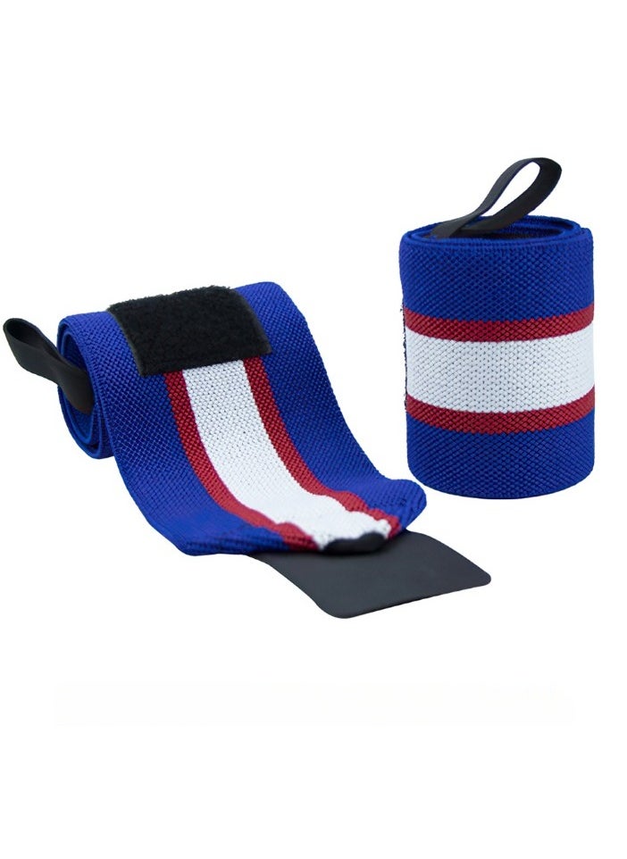 Weight Lifting Wrist Wraps, Comfortable Wrist Support Brace, Elastic And Durable Gym Training Fist Straps, Adjustable Breathable Wrist Band For Workouts Gym, (Blue Red And White)