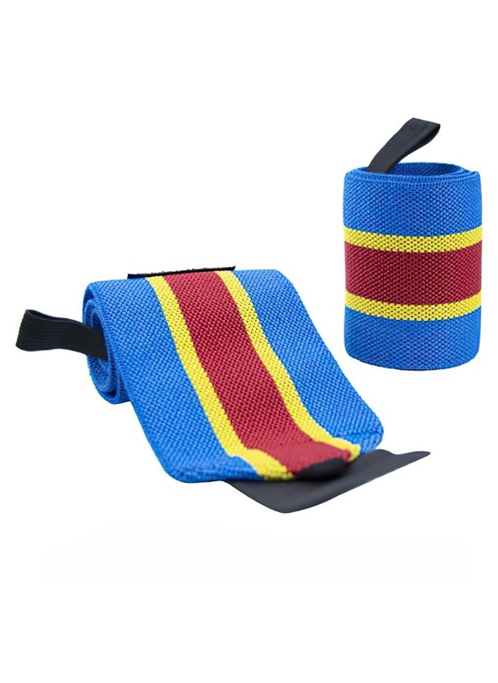 Weight Lifting Wrist Wraps, Comfortable Wrist Support Brace, Elastic And Durable Gym Training Fist Straps, Adjustable Breathable Wrist Band For Workouts Gym, (Blue Yellow And Red)