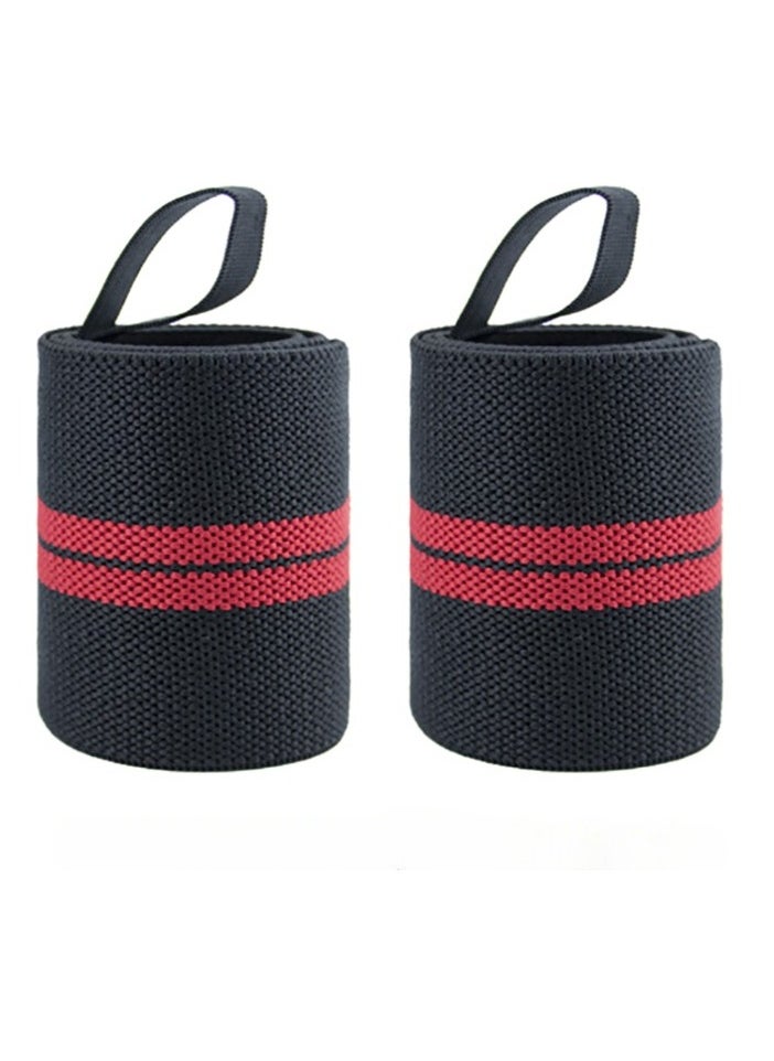 Weight Lifting Wrist Wraps, Comfortable Wrist Support Brace, Elastic And Durable Gym Training Fist Straps, Adjustable Breathable Wrist Band For Workouts Gym, (Black And Red Design B)