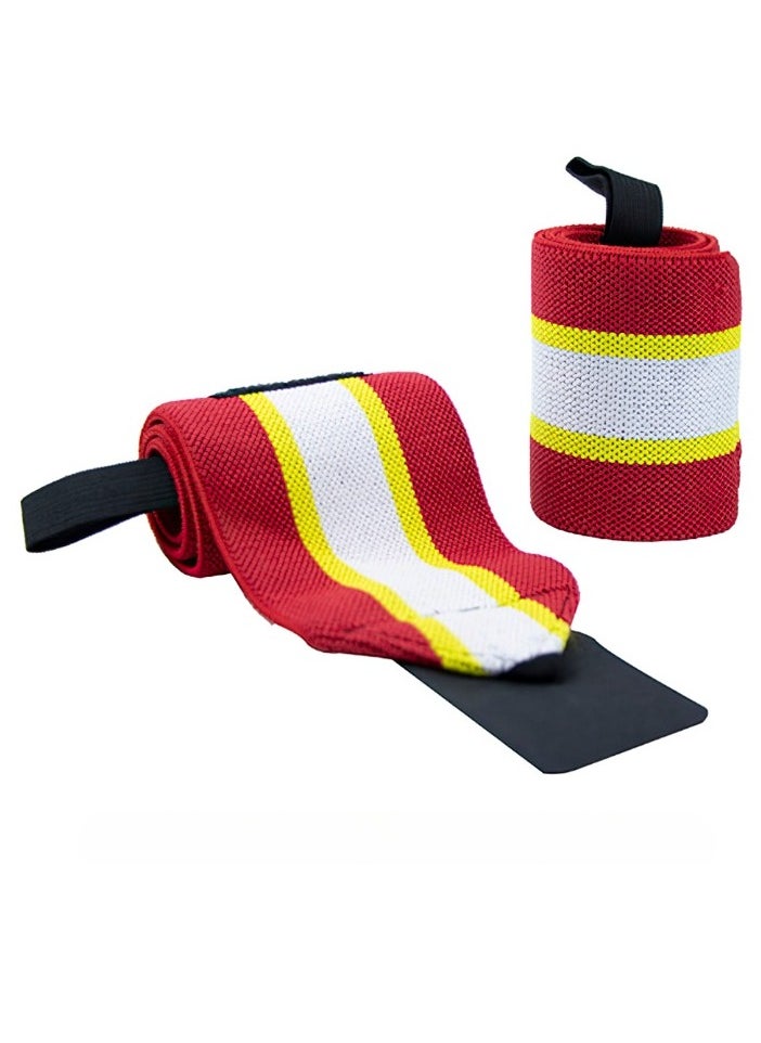 Weight Lifting Wrist Wraps, Comfortable Wrist Support Brace, Elastic And Durable Gym Training Fist Straps, Adjustable Breathable Wrist Band For Workouts Gym, (Red Yellow White)