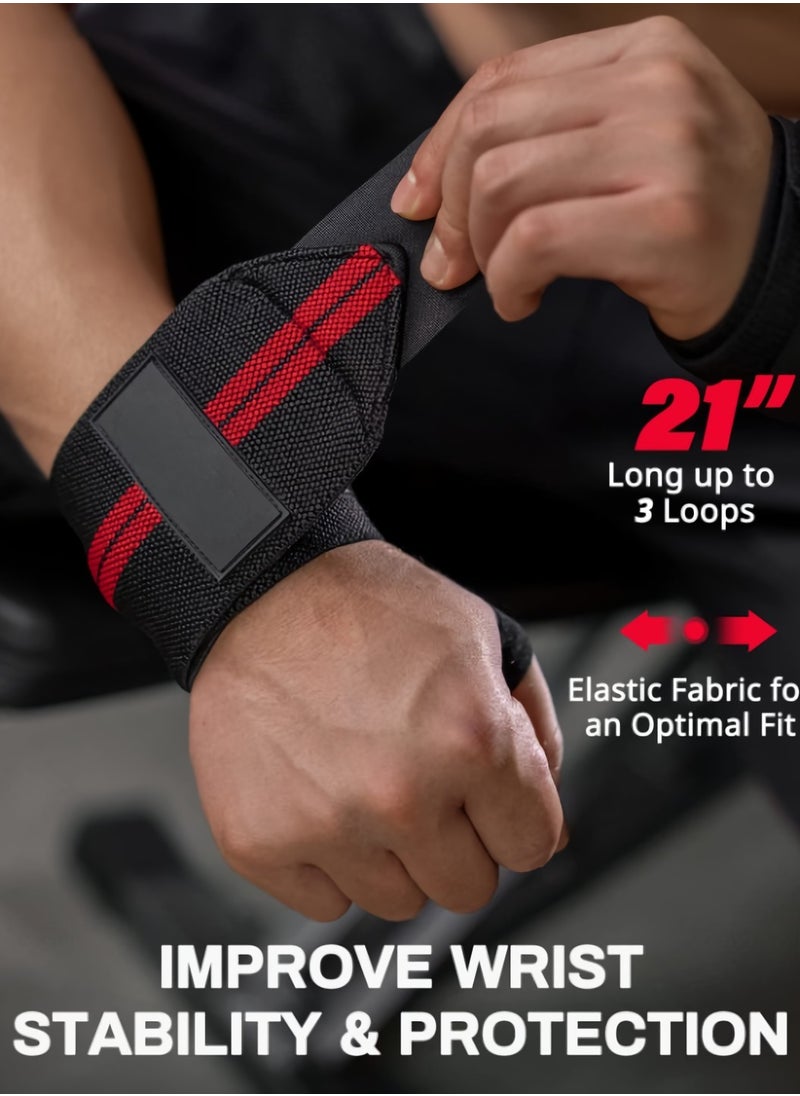 Weight Lifting Wrist Wraps, Comfortable Wrist Support Brace, Elastic And Durable Gym Training Fist Straps, Adjustable Breathable Wrist Band For Workouts Gym, (All White)