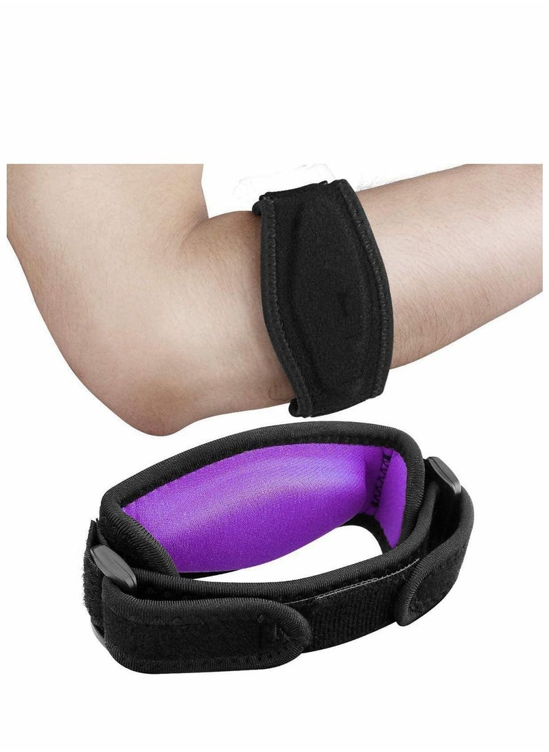 Elbow Support Strap, Adjustable Elbow Brace with Compression Pad Tennis Golfer's Elbow Pain Relief Weather Resistance for Tennis Elbow, Golfers Elbow, Pain Relief, Men, Women Purple 2 Pack