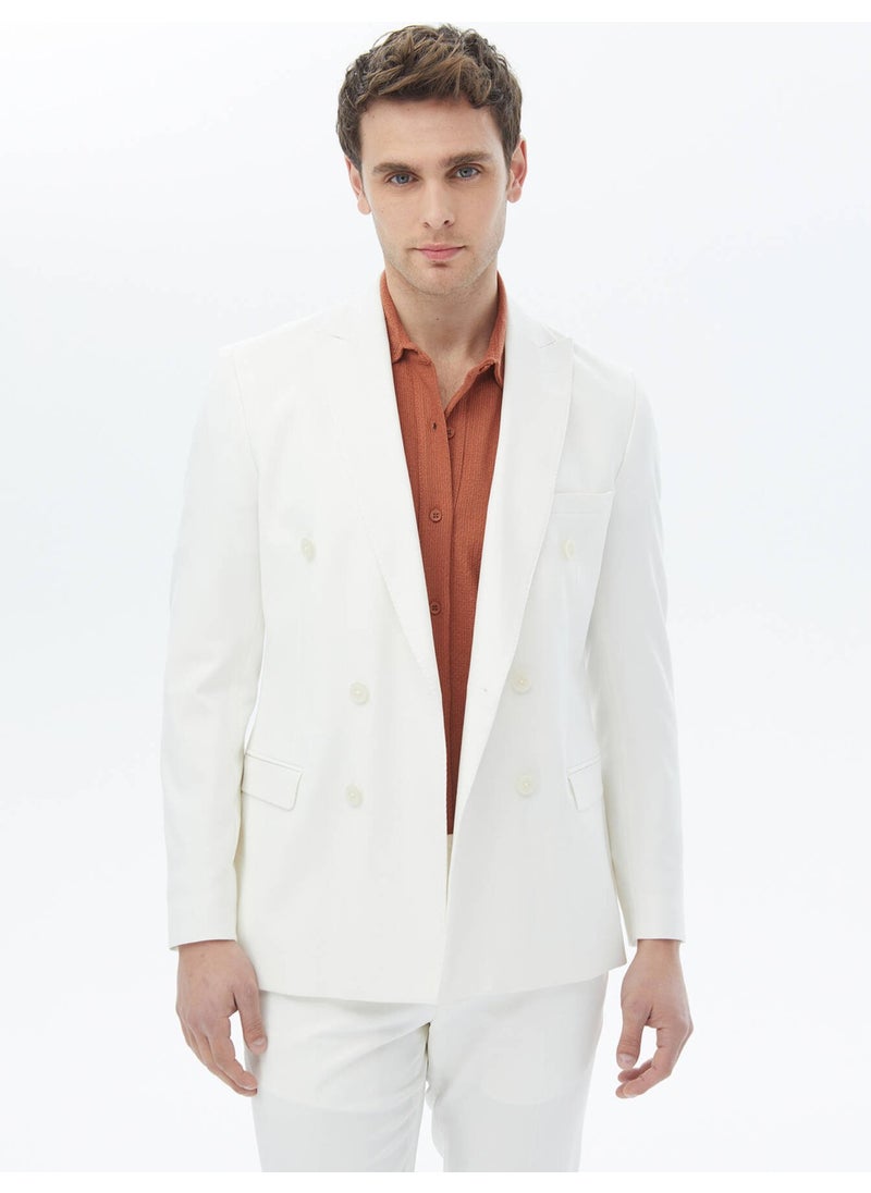 Ecru Plain Slim Fit Suit