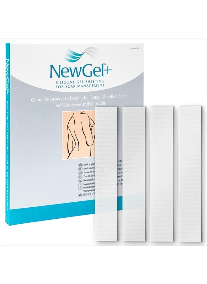 NewGel+ Advanced Silicone Scar Treatment Sheeting for OLD and NEW Scars, for Surgery, Injury, Keloids, C-Section, Burns, and Acne, Reusable, 1